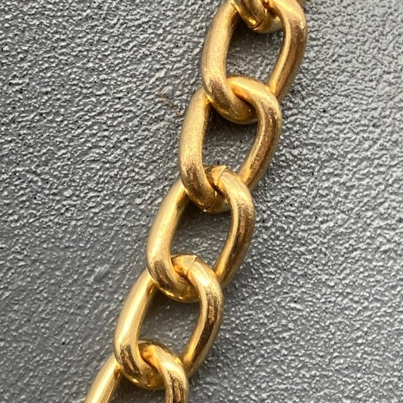 Gold White Statement Necklace 20 In Teardrop Rectangle Oval Charms Retro Vintage - Picture 11 of 11